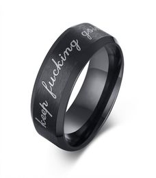 Mode doe -het -zelf sieraden paar ringen blijven neuken roestvrij staal heren ringband titanium zilveren zwarte ring vriendje man9584324