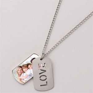 Moda DIY Sublimación Accesorio en blanco Collar de diseñador Mujer Perforado Cartas de amor Joyería Chapado en plata Colgante Amantes Collares para hombre Familia Amigos Regalo