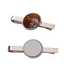 Mode diy sublimatie blanco designer tie clips accessoire ronde vorm koper sieraden voor man zakelijke zilveren tie clip vaders dag papa verjaardag cadeau lengte 55 mm