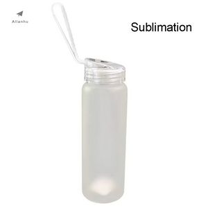 Mode bricolage sublimation bouteilles d'eau en verre givré enduit tasses mat transparent blanc gobelet voyage tasse portable corde pratique tasse