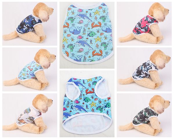 Mode Chien Vêtements Sublimation Chiens Vêtements Gilet Gilet Printemps Eté Agréablement Cool Gilets Pour Animaux De Compagnie Ventilation Antiadhésive Chemise De Cheveux Pour Petit Chien Éléphant M A39