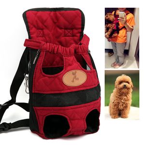 Modehonddragers rood reizen ademende zachte huisdier dog rugzak outdoor puppy chihuahua kleine hond schoudergreep tassen s m l xl 0622