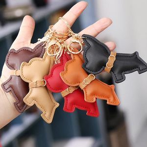 Fashion Dog Design Keychain Cartoon Keyring Accessories PU Lederen auto Key Chain Holder schattige tas Charm Women Girls Paar 10 kleuren klassiek