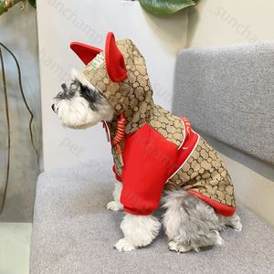 Mode chien veste à capuche marque chien fermeture éclair rouge oreille manteau vêtements Schnauzer Bichon Corgi Teddy chiot veste pour animaux de compagnie