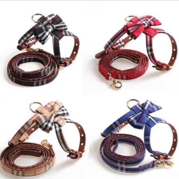 Correa para perros de moda Cuerda de tracción Bowknot Arnés para mascotas para perros pequeños y grandes Tirador ajustable Correa para perros Chaleco Correa para correr clásica T2124