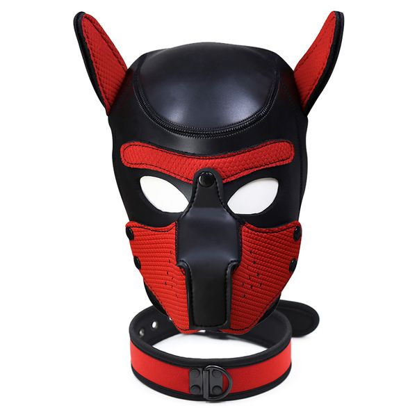 Masque de chien à la mode, chiot Cosplay, tête complète pour jeu de rôle en caoutchouc Latex rembourré avec oreilles, 10 couleurs
