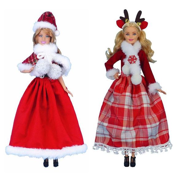 Poupée de mode Robe De Noël Kawaii 6 Articles/Lot Enfants Jouets Miniature Accessoires 30 cm Chose Pour Barbie DIY Dressing Filles Jeu