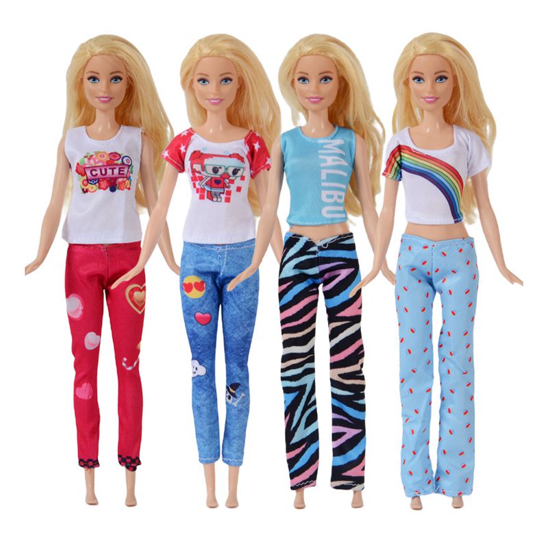 Modedockor klädtoppar byxor gratis frakt barn leksaker dolly accessoarer klänning för barbie diy julklapp barnspel