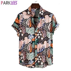 Fashion Dot Mens Hawaiian Strand shirts Zomer korte mouw bloemenprint Tropical Aloha Shirts Holiday Vacation Clothing 220527