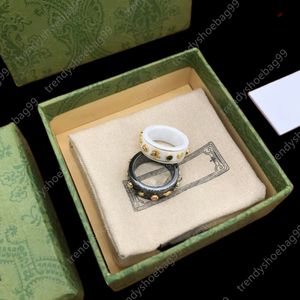 Charm Lover Rings Ceramic Colored Diamond Double Letter Designer Ring For Women Anniversary Wedding Sieraden Maat 5-9