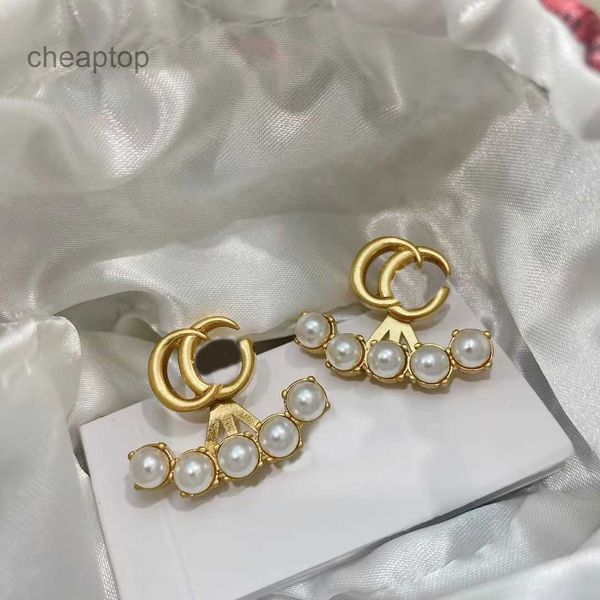 Fashion Double G Letter Perl Stud Oread Brings Aretes Orecchini 18K Gold 925 Silver Needle Brand Designer Moucrages d'oreilles pour femmes Party Mariage d'anniversaire Bijoux