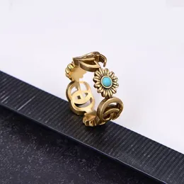 Anillo de lujo Unisex de doble G a la moda para hombres y mujeres, anillos de diseño fantasma Unisex, joyería de Color dorado