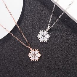 Mode flocons de neige pendentif collier femmes S925 cubique zircone concepteur 925 en argent sterling chaîne claviculaire bijoux cadeaux J998 avec boîte