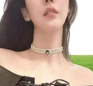 Moda doble perla collar de diamantes moda atmósfera de alto grado letras cadena de clavícula gargantilla cadena8373693