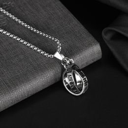 Mode Double anneaux pendentif colliers hommes femmes chiffres romains titane acier rétro conception clavicule chaîne tour de cou bijoux cadeaux pour unisexe
