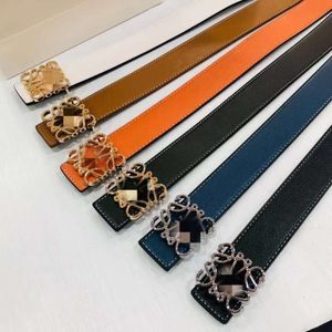 Fashion Double-sided Lychee Grain loewe Belt Luxury Men Women Designer Belt Width 3.8cm Gold Silver Smooth Buckle Leather Belts