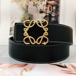 Fashion Lychee Grain Men Women Designer Belt Ancho de 3.8 cm Gold Sier Beba de hebilla lisa Cinturones de cuero