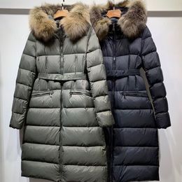 Mode donsjack Dames winterjas Echte wasbeerhaarkraag Outdoor warme en winddichte jassen met capuchon