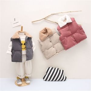 Mode bas gilets pour filles enfants gilets automne hiver bébé vêtements enfant en bas âge revers épais gilet manteaux bébé vestes haut LJ201128