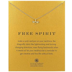 Mode Dragonfly Hanger Ketting Vrouwen met kaart Gouden Kleur Creatieve Neckalce Maak een juwelen verjaardagscadeau