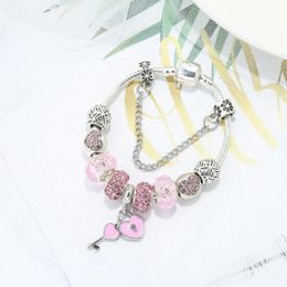 Mode rêve rose Bracelet femmes pêche coeur clé pendentif Bracelets marque Designer luxe bijoux série Style chaud nouveaux cadeaux Bracelet