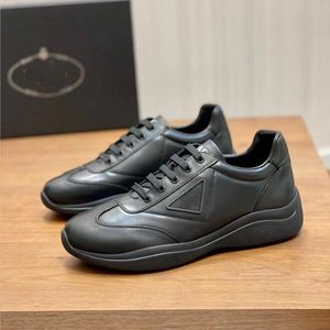 Chaussures habillées de mode hommes America's Cup Running Sneakers Italie Classic Soft Bottom Low Top Band Elastic Cuir Designer Fitness Fitness Fitness Casuals Trainers Box Eu 38-45
