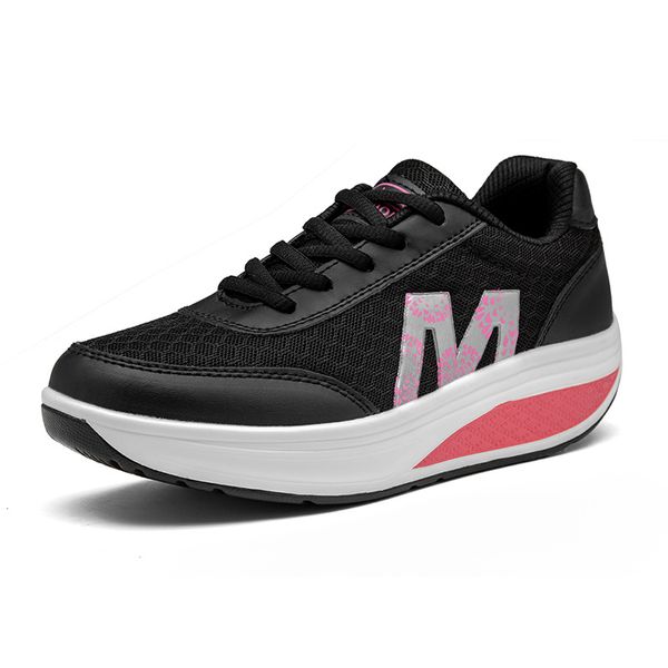 Chaussures habillées à la mode Femmes plate-forme Sneaker Populaire Bas Tops Bande Élastique Maille Respirant Dame Hauteur Augmentant Chaussures À Bascule Confortable Casual Running Trainers EU 35-42