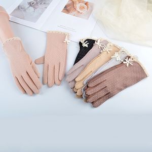 Mode conduite gants de protection solaire femmes conduire filles dame mince coton décent dentelle soleil UV résistant écran tactile gants