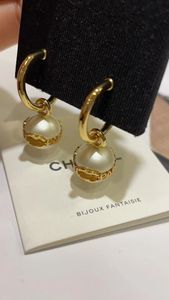 Mode Drop Dangle oorbellen Designer voor vrouwen C Letters Geometric beroemde Rhinestone Pearl Earring Wedding Party DesignerJewerlry