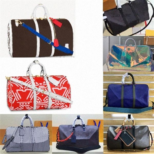 Mode Duffel Sacs Graffiti Hommes Femmes Pastels couleurs Voyage Keepall 55 Mosaïque Sport Sacs À Main Orange Chaîne Noir Marron Bleu Outd256z