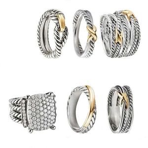 Fashion Dy Men Ring Anillo de diseñador para hombres Mujeres Joyas de diseñador Silver Vintage X Anillos de Dy en forma de joya de lujo Joya Boy envío gratis