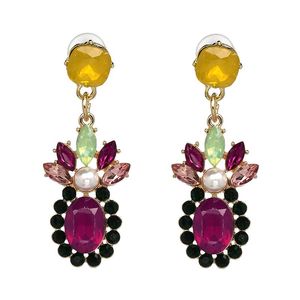 Mode Earring Accessoires Party Multi-Color Flower Crystal Drop Dangle Oorbellen voor Vrouwen Brincos