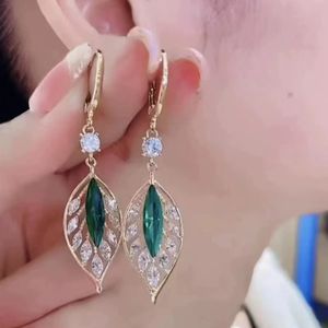 Mode boucle d'oreille Stud Micro incrustations cristal cuivre femmes boucles d'oreilles dames boucles d'oreilles bijoux de créateur cadeaux feuilles vertes boucle d'oreille goutte