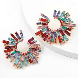 Mode oorbellen bungelende stud oorbellen etnische gekleurde kristallen steentjes gepersonaliseerde bruiloft sieraden geschenken en doos
