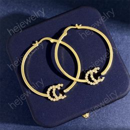Mode hoepel designer oorbellen voor vrouwen diamanten oorbellen dames hebben prachtige letter luxe vergulde gouden oorbellen grote cirkel koppels top sieraden zh168 E4