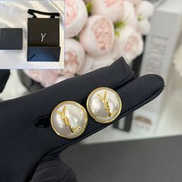 Mode oorbellen vergulde parel nieuwe dames oorstud klassieke designer boetiek sieraden met doos verjaardag liefde cadeau