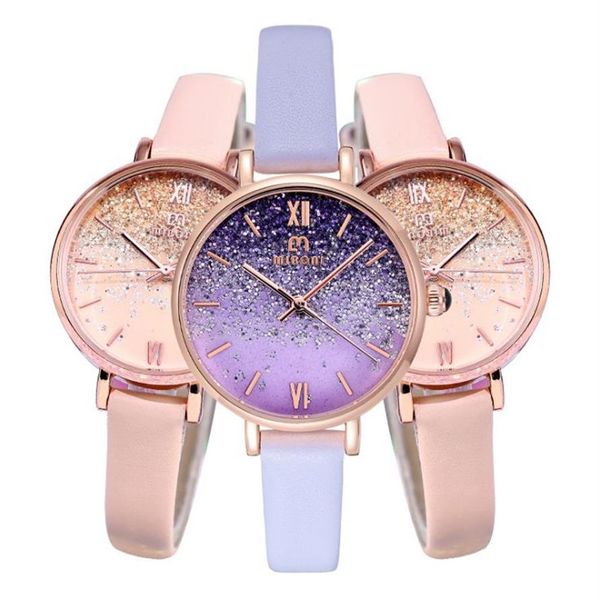 Mode élégante 2021 ciel étoilé Miboni montre à quartz femme améthyste violet étudiants montres verre renforcé minéral belle Wom233u