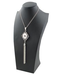 Collier à pression en métal avec pompon de beauté élégant, pendentif en forme de fleur, chaîne de 60cm, boutons à pression de 18mm, bijoux entiers 8960755