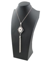 Collier à pression en métal avec pompon de beauté élégant, pendentif en forme de fleur, chaîne de 60cm, boutons à pression de 18mm, bijoux entiers 5721434