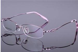 Gafas femeninas elegantes de moda 100% titanio puro medio borde estilo ovalado marco óptico cinco colores gafas ultraligeras 8276