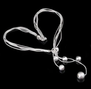 Mode elegante dames ketting 925 kleine bal hanger lange ketting mulit ketting verzilverde sieraden liefdevol cadeau4178206