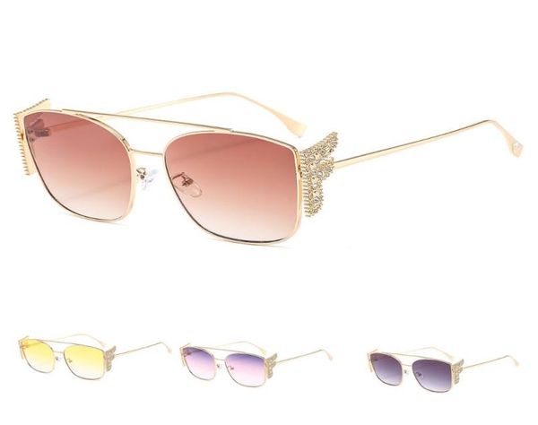 Fashion Elegant Luxury Shiny Diamond F Wing Sunglasses For Women Classic Retro Summer Beach Metal UV400 SUN VERRES SOINS EVUSEMENTS7598610
