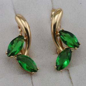 Mode-elegante mooie groene CZ Gems Hoop Oorbellen Geel Gouden Geplateerde Sieraden Gift voor Vrouwen EB541B