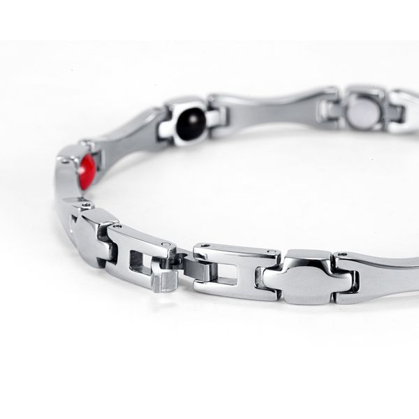 Bracelet magnétique de santé énergétique en acier inoxydable élégant avec strass aimantés Bracelets d'amour d'amitié pour femme S915