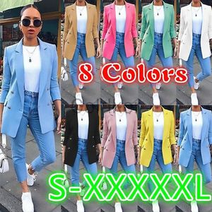 Fashion Elegant Women Blazer Adpel Solid Cardigan Tempérament de longueur Mid-Longing Simply Veste Bure