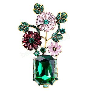 Mode femmes élégantes Vase cristal Vintage broches broches exquis fleur rétro Design pour dame fête mariage broche