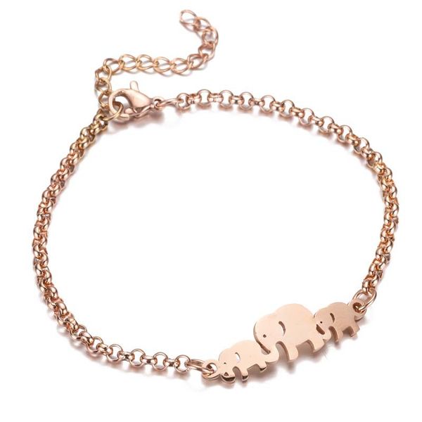 Pulseras de elefante a la moda, brazaletes con eslabones de cadena de animales, pulsera de acero inoxidable para mujer, accesorios de joyería