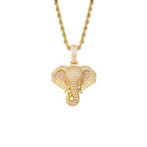 Mode-éléphant pendentif colliers pour hommes de luxe designer Hommes Bling Diamant animal Pendentifs Or Argent rose chaîne en or collier bijoux
