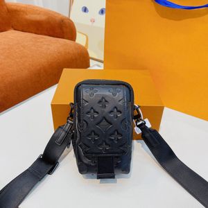 Mode reliëf designer dubbele telefoon zakje mannen vrouwen schoudertas luxe merk messenger klassieke topkwaliteit portemonnee portemonnee