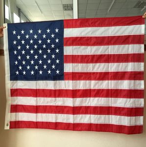 Fashion Broidered Stars and Stripes Sous cousue Flag 3 x 5 FT 210D Oxford Nylon Brass Trommets American Flag6161564